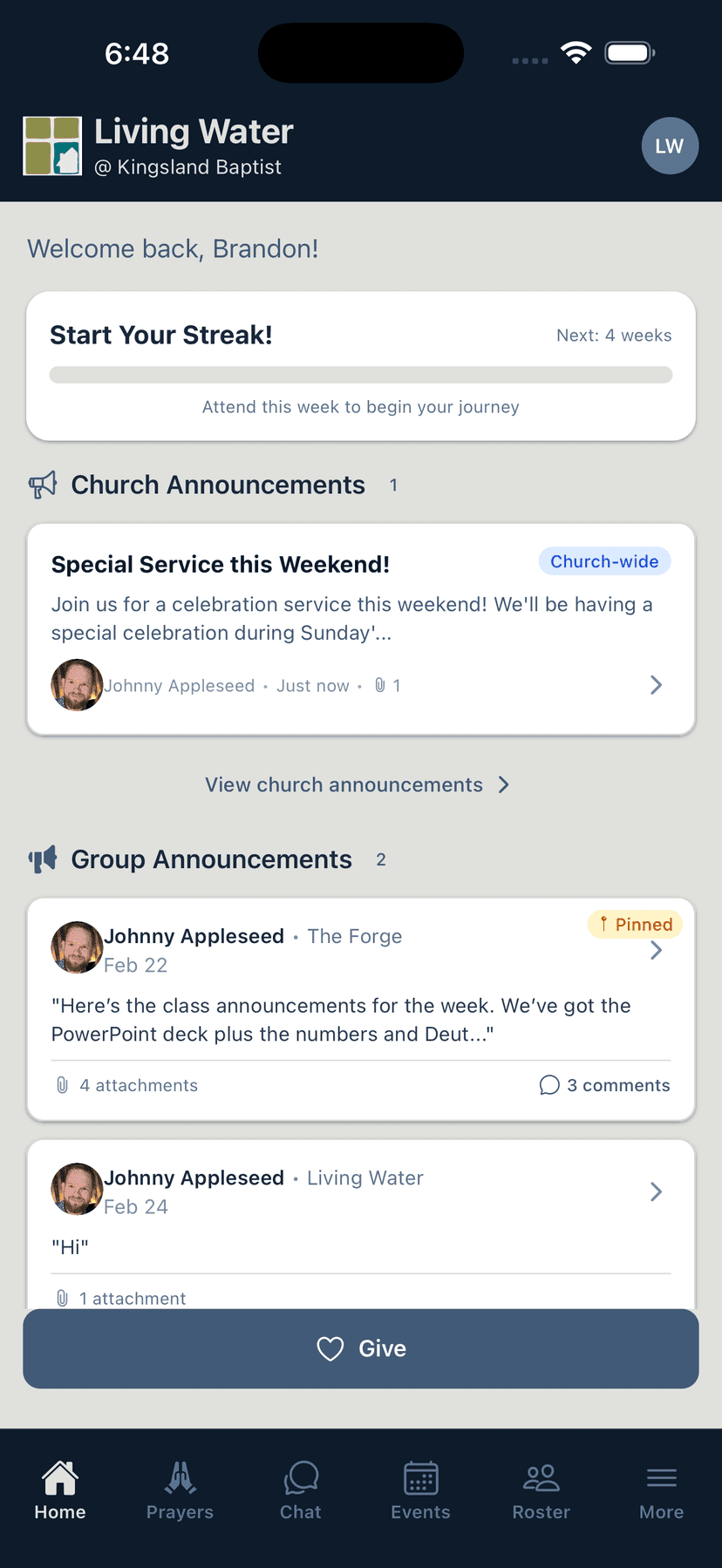 Church Announcements — App Announcement Homepage