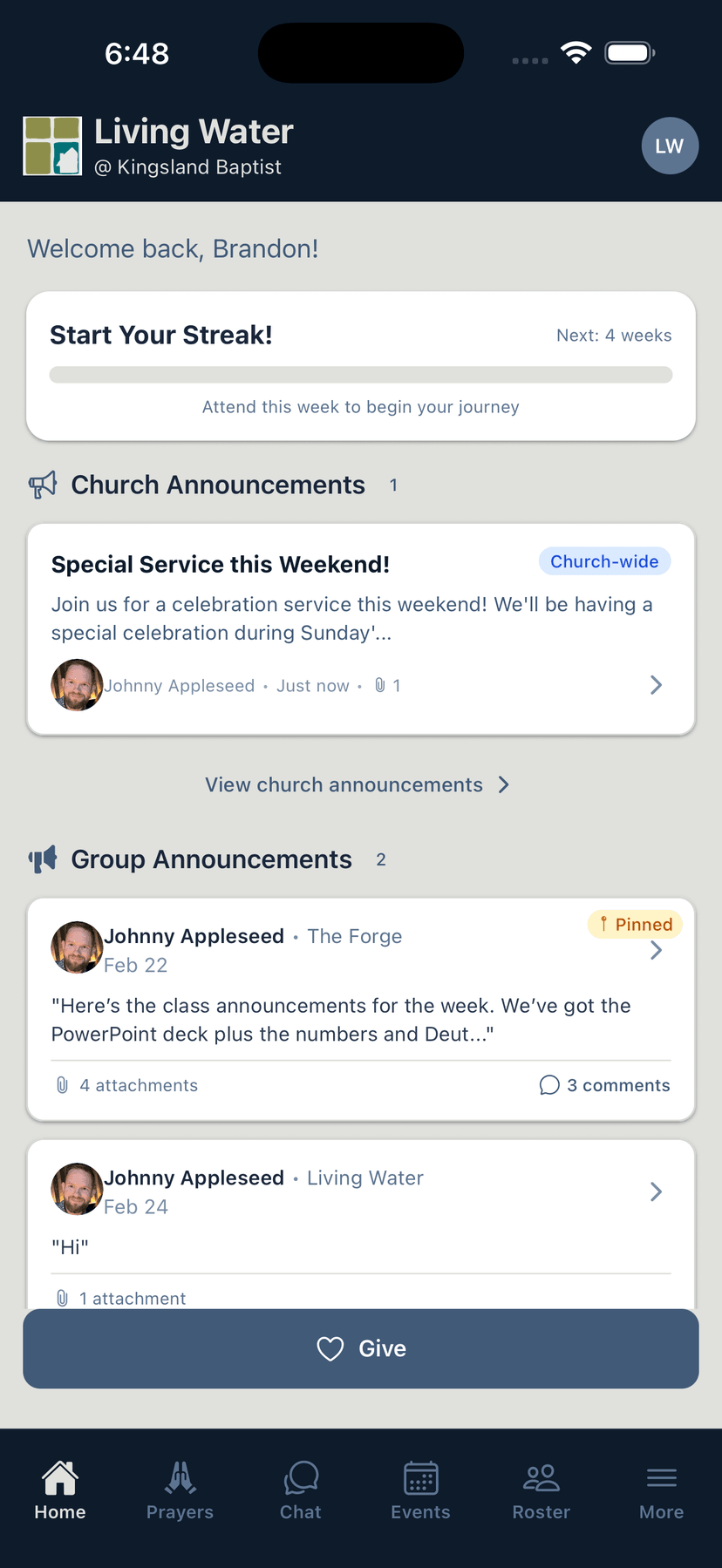 Church Announcements — App Announcement Homepage