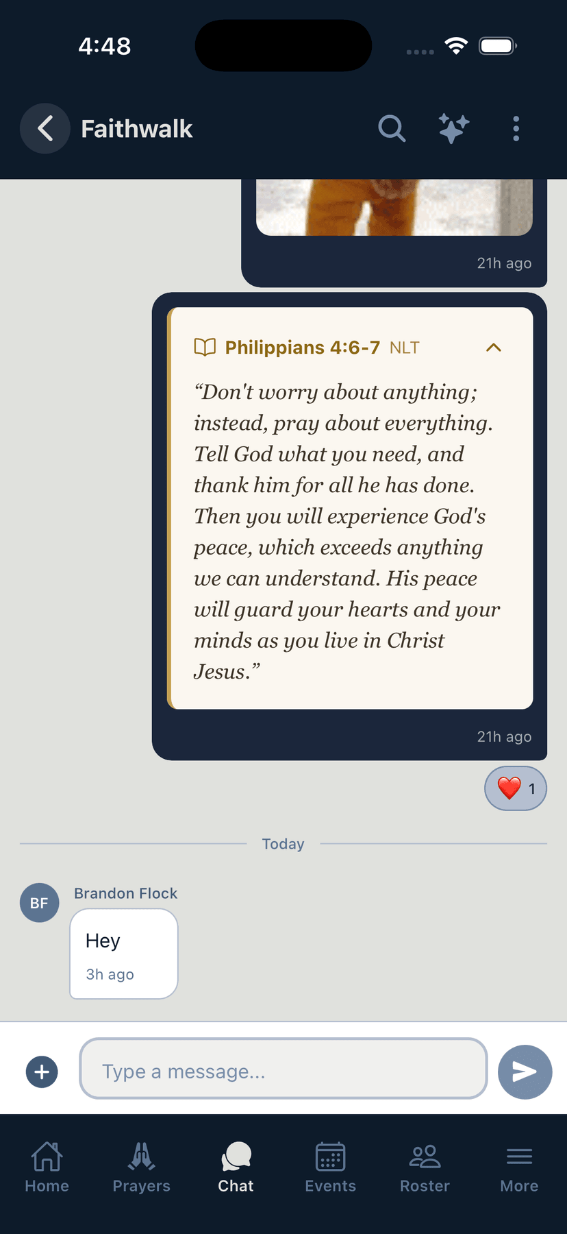 Flock group chat with Bible verse integration